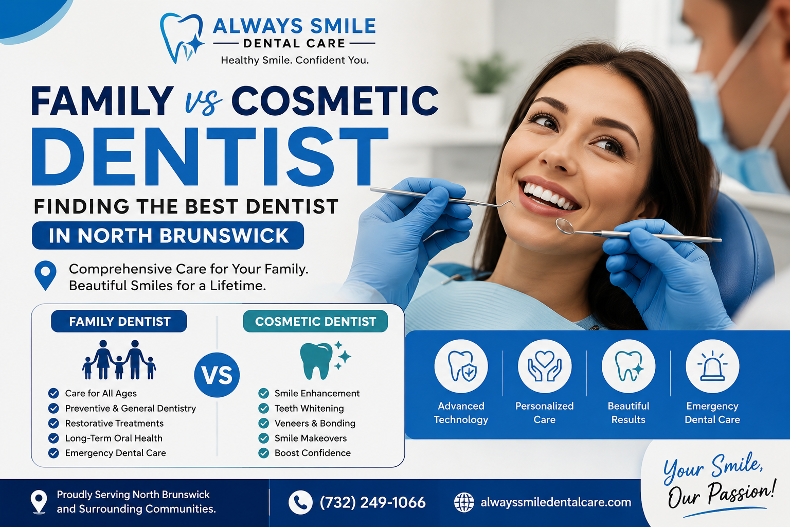 Family vs Cosmetic Dentist: Finding the Best Dentist in North Brunswick
