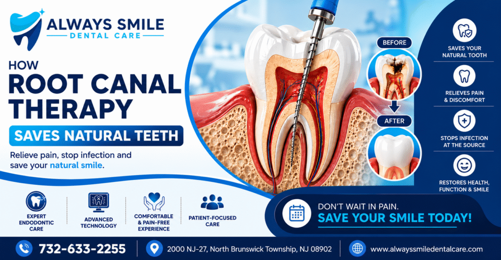 How Root Canal Therapy Saves Natural Teeth | Root Canal Treatment In North Brunswick | Always Smile Dental Care