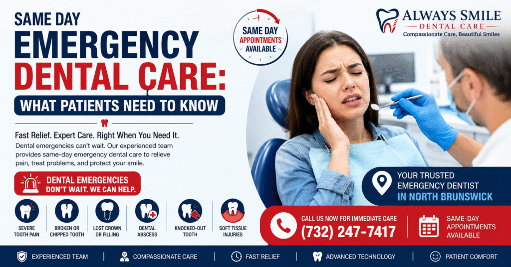 Emergency Dentist North Brunswick providing same-day emergency dental treatment